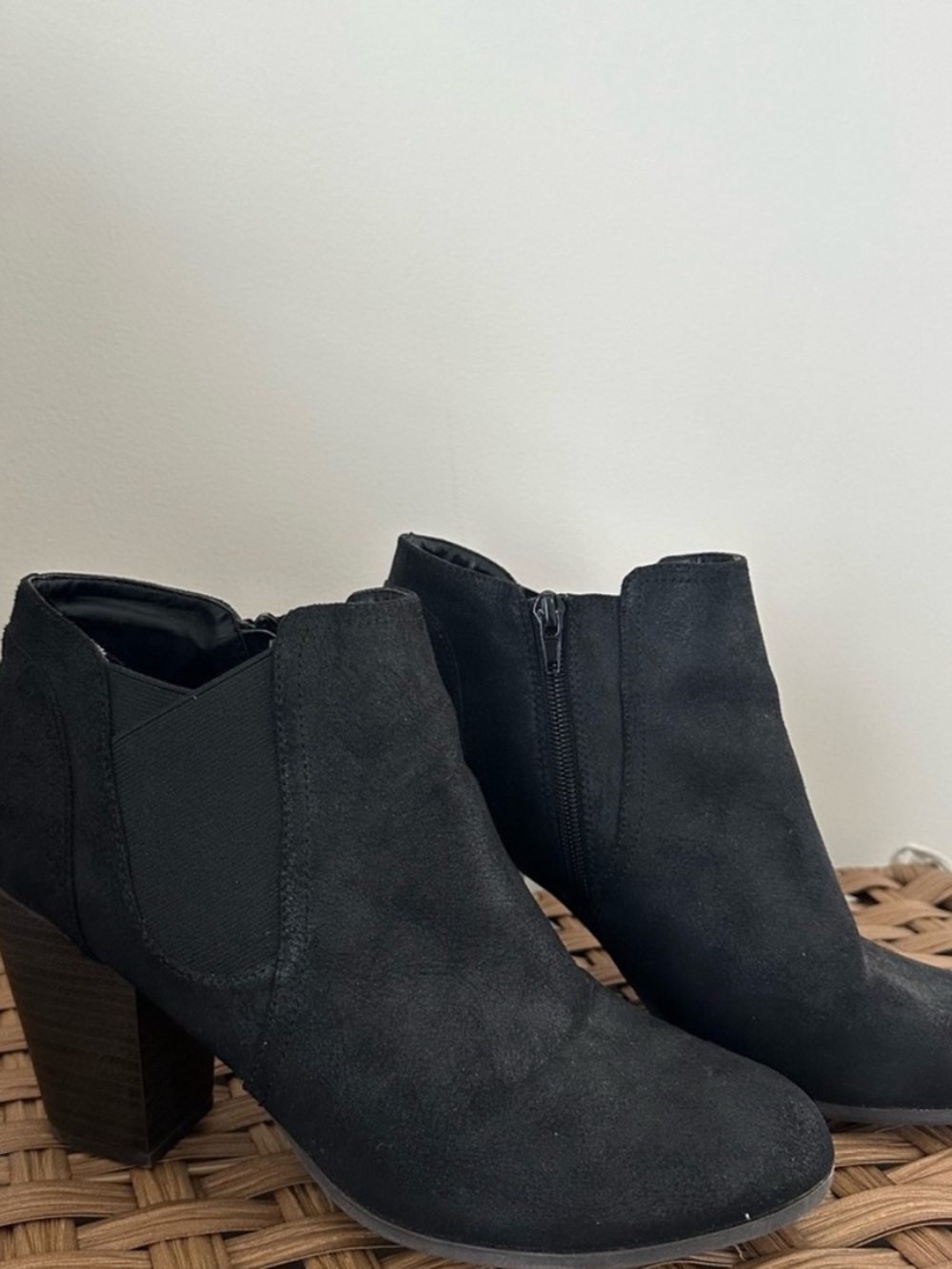 Black Suede Block Heel Booties